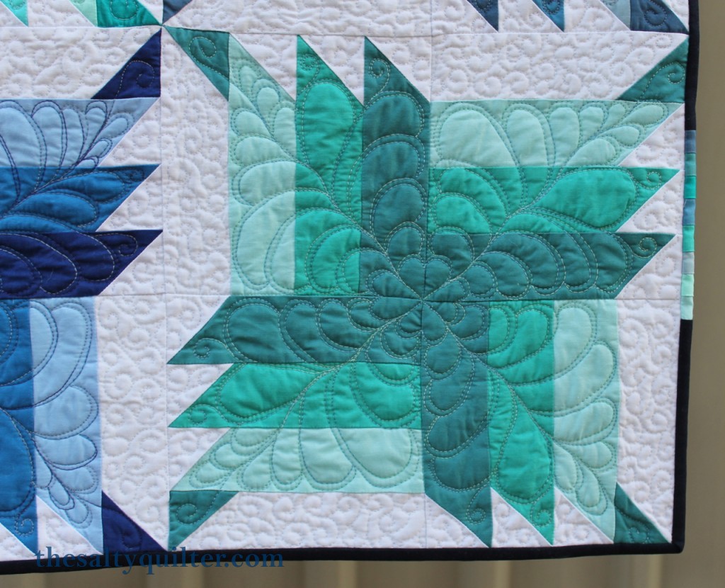 The Salty Quilter - Blue Steel - Finished block close up