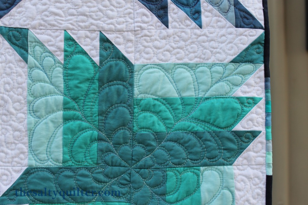 The Salty Quilter - Blue Steel - Finished quilting close up