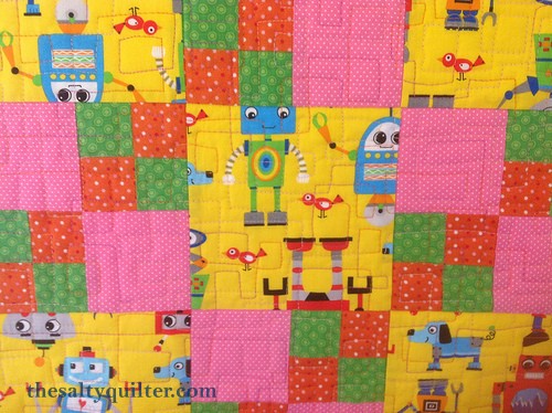 The Salty Quliter - Girlie Robots - Quilting close up