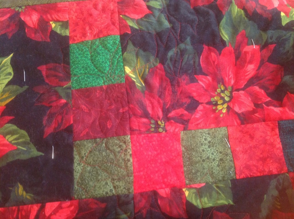 The Salty Quilter - Poinsettia Quilt - Quilting from front