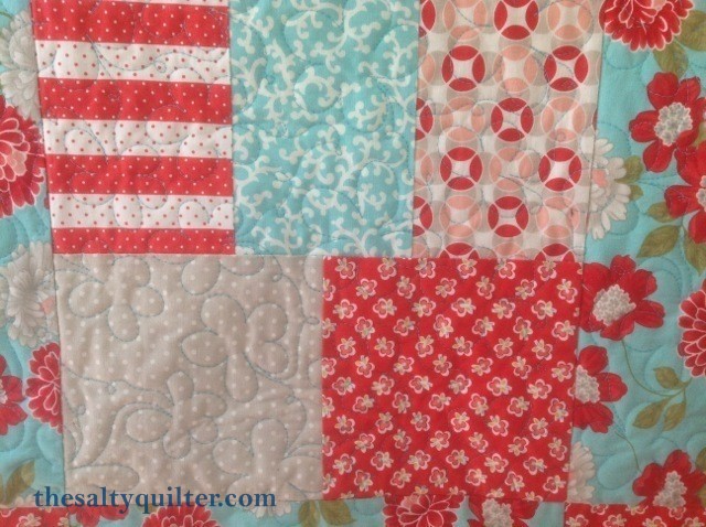 The Salty Quiter - Vintage Modern Blue - Quilting close up